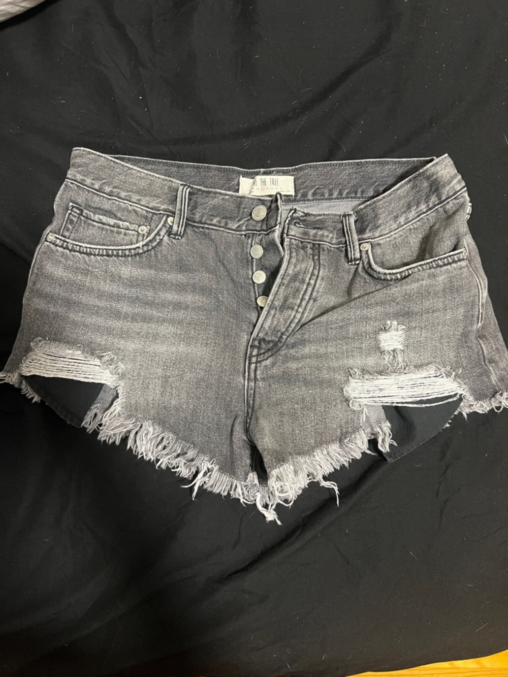 Free People Gray Distressed Denim Cutoff Shorts